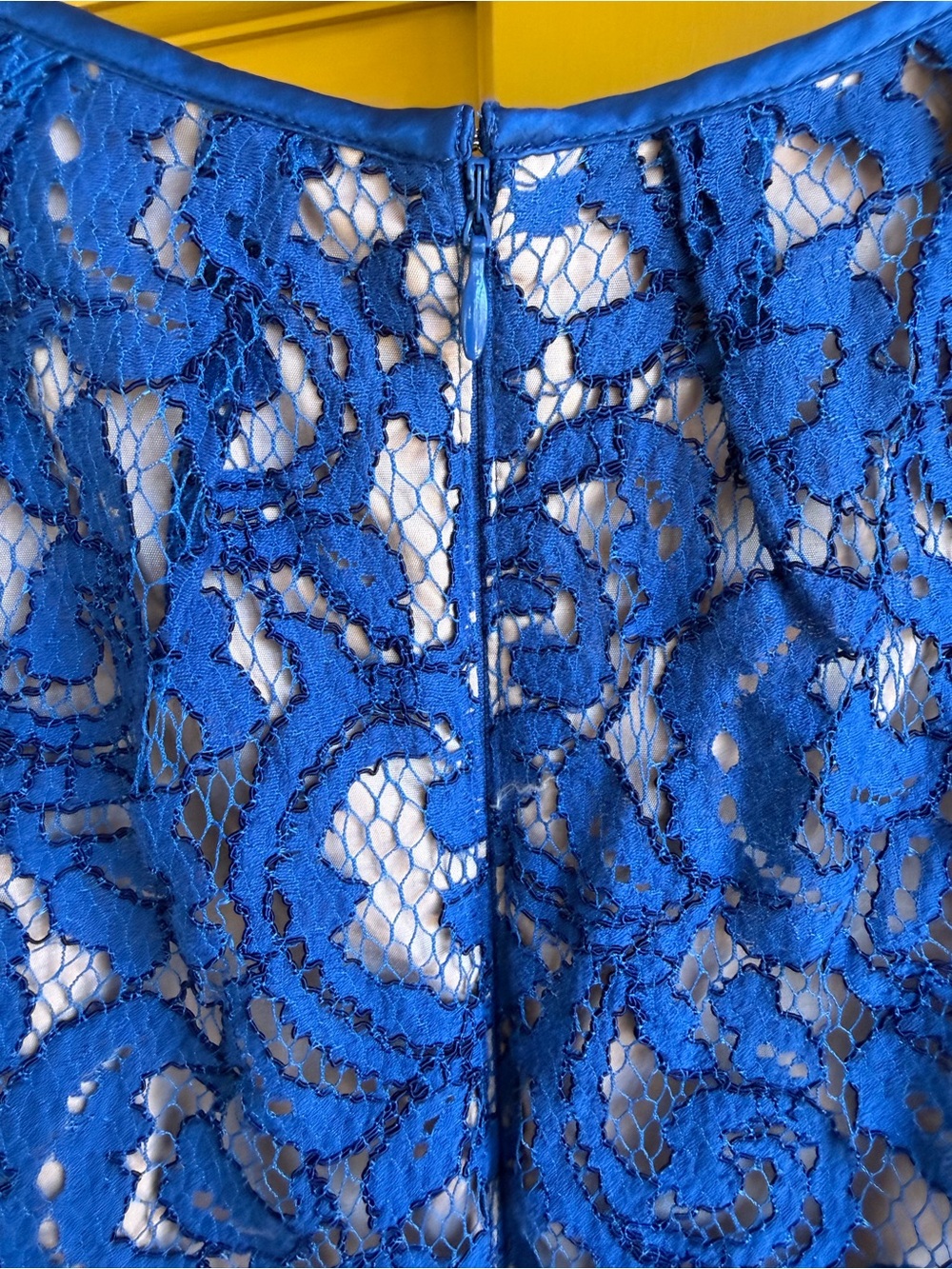 Adrianna Papell Blue Floral Lace Fit & Flare Lined Zip Round Neck Size small - Picture 7 of 13